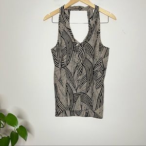 Amanda Uprichard Black Tan Silk Tank Blouse Size Large